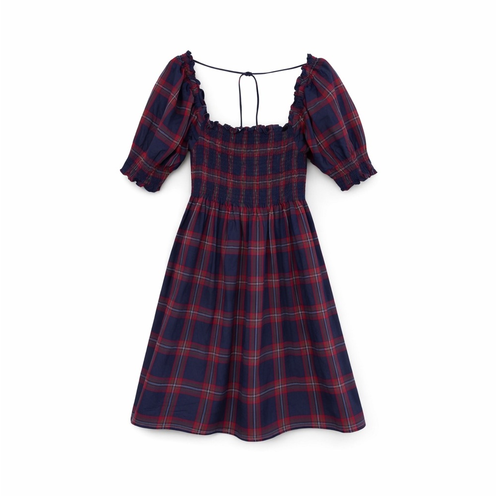 Hill House Home Athena Nap Dress‎ Iris Tartan Plaid Cotton XS